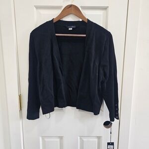 Tommy Hilfiger Black Cardigan Sweater Women's Size L Cropped Button Detail